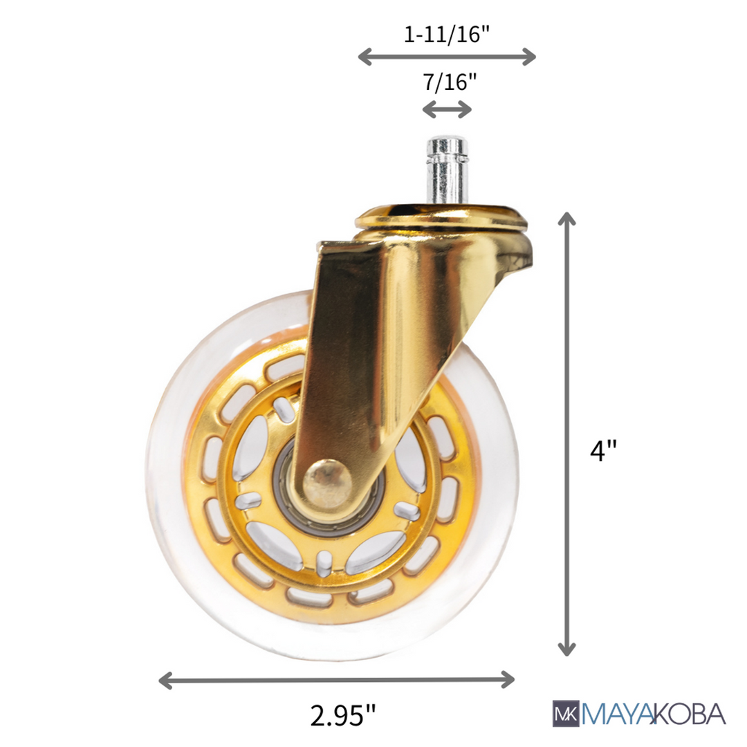 Roller Blade Style Stool Casters GOLD