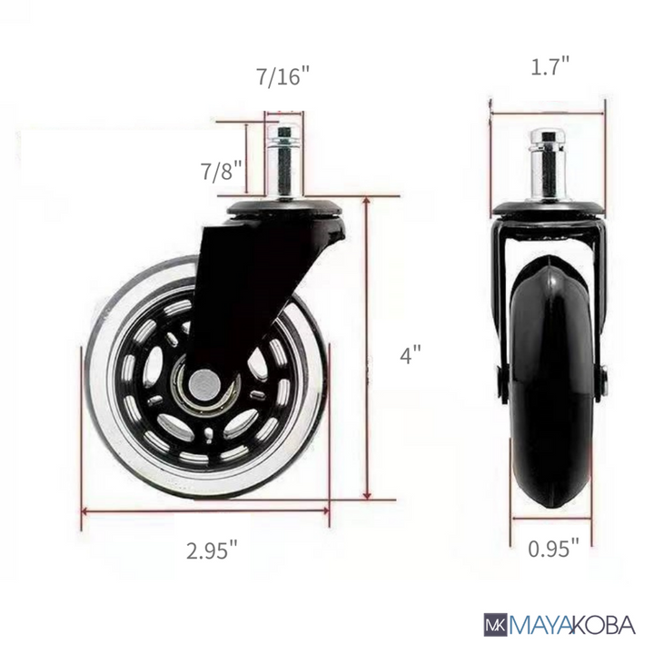 Noise-cancelling Roller Blade Stool Casters for All Floors