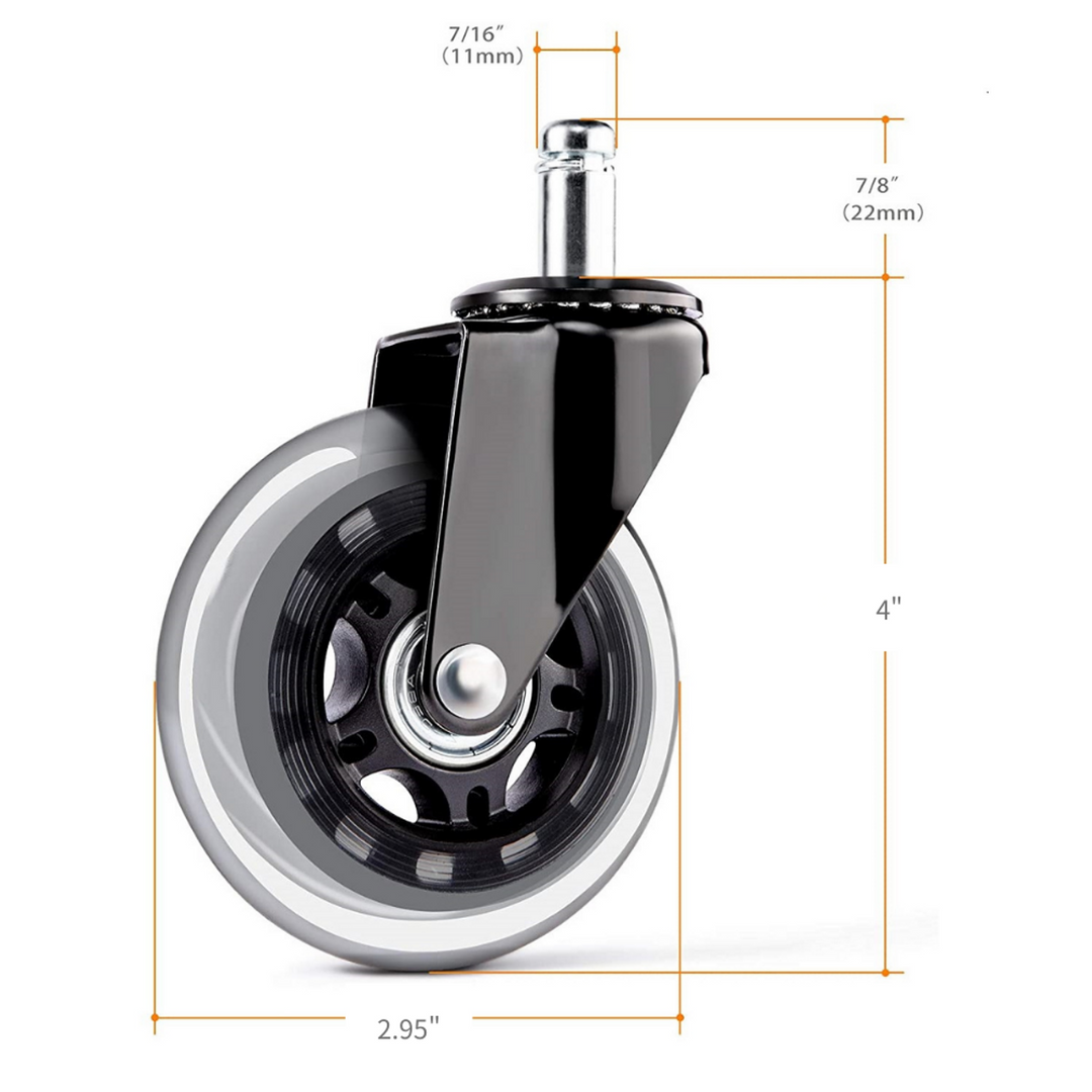 Noise-cancelling Roller Blade Stool Casters for All Floors