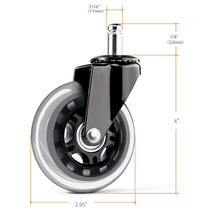 Noise-cancelling Roller Blade Stool Casters for All Floors